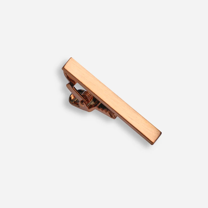 Brushed Straight Rose Gold Tie Bar