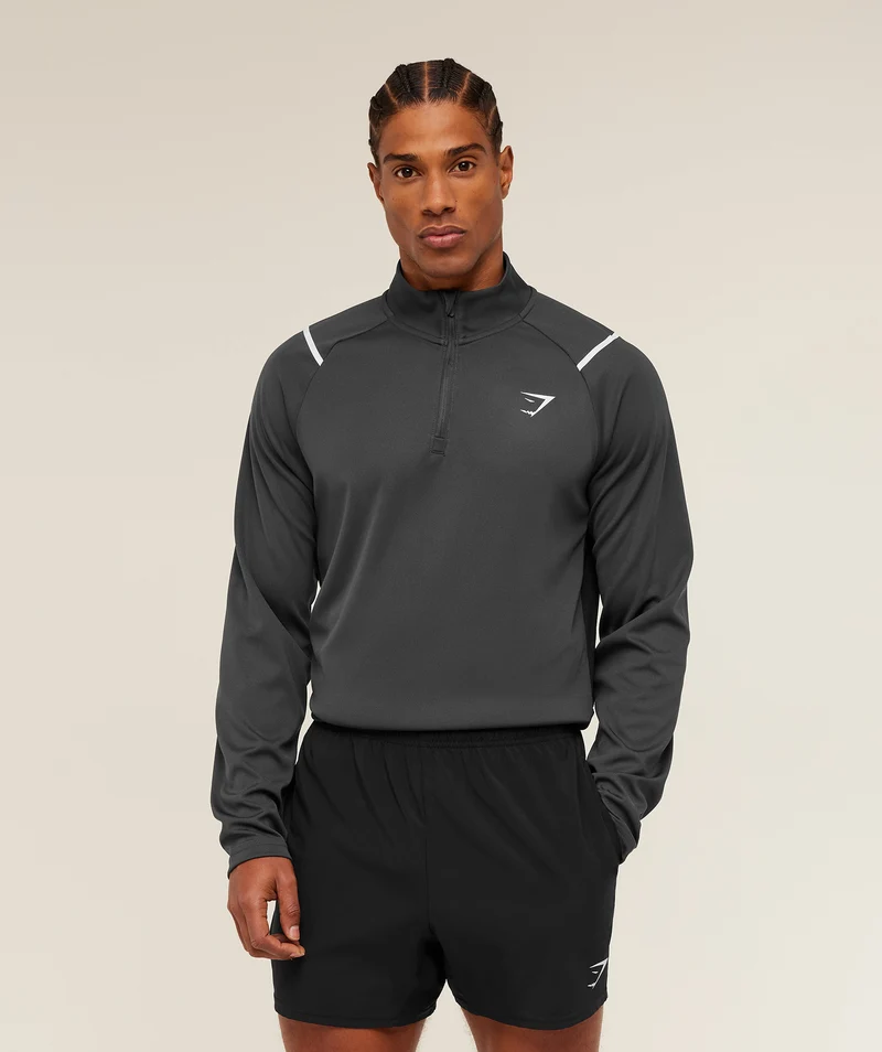 Gymshark Arrival Contrast 1/4 Zip - Onyx Grey/Black
