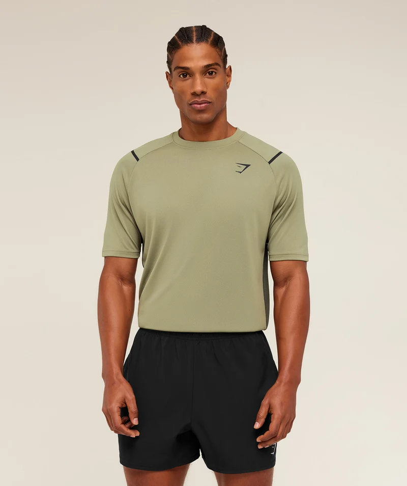Gymshark Arrival Contrast T-Shirt - Grounded Green/Strength Green