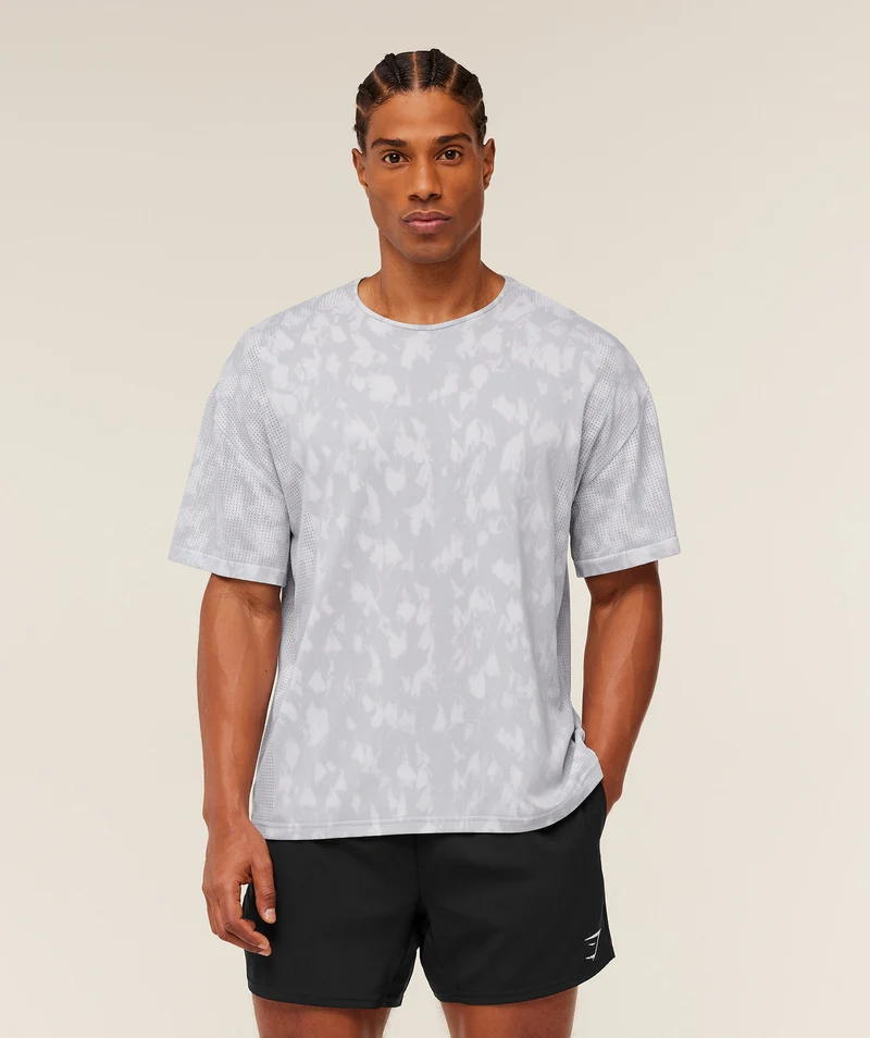 Gymshark Distance Seamless T-Shirt - Light Grey/Acid Wash