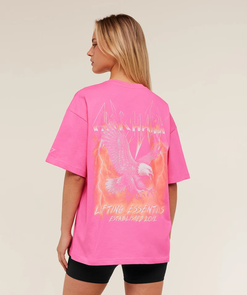 Gymshark Eagle Band Style Graphic Short Sleeve T-Shirt - Electric Pink