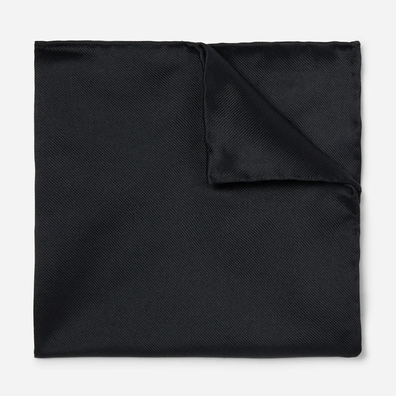 Solid Twill Black Pocket Square