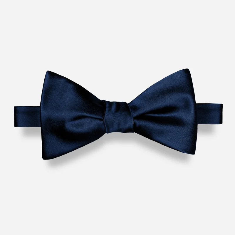 Solid Satin Midnight Navy Bow Tie