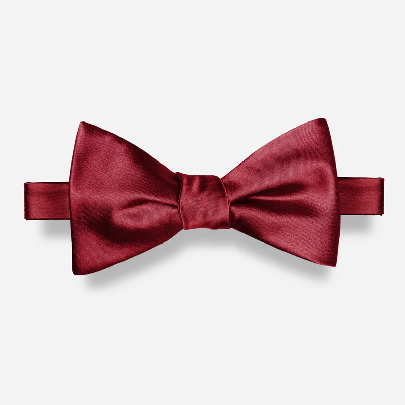 Solid Satin Burgundy Bow Tie