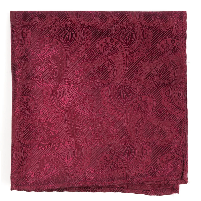 Twill Paisley Burgundy Pocket Square