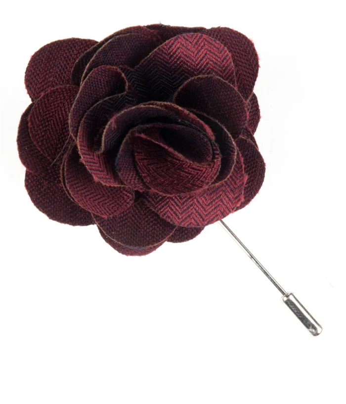 Astute Solid Burgundy Lapel Flower