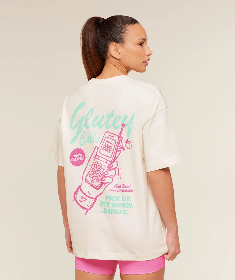 Gymshark Glutey Calls Graphic T-Shirt - Soft White