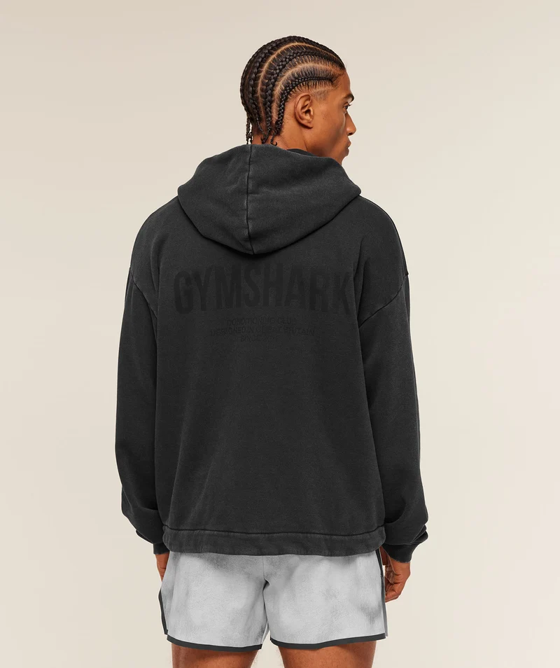Gymshark Conditioning Club Washed Zip Through Hoodie - Black/Wash