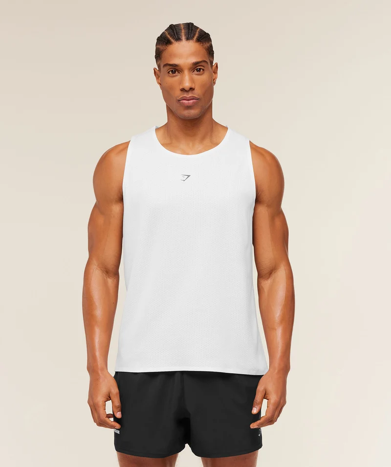 Gymshark Hybrid Engineered Jacquard Tank - White