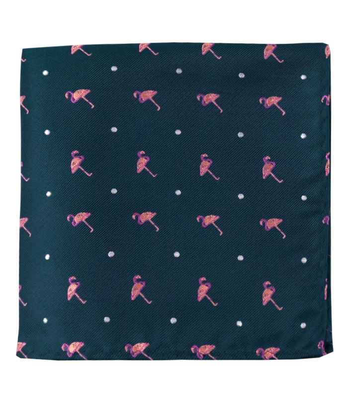 Pink Flamingo Navy Pocket Square