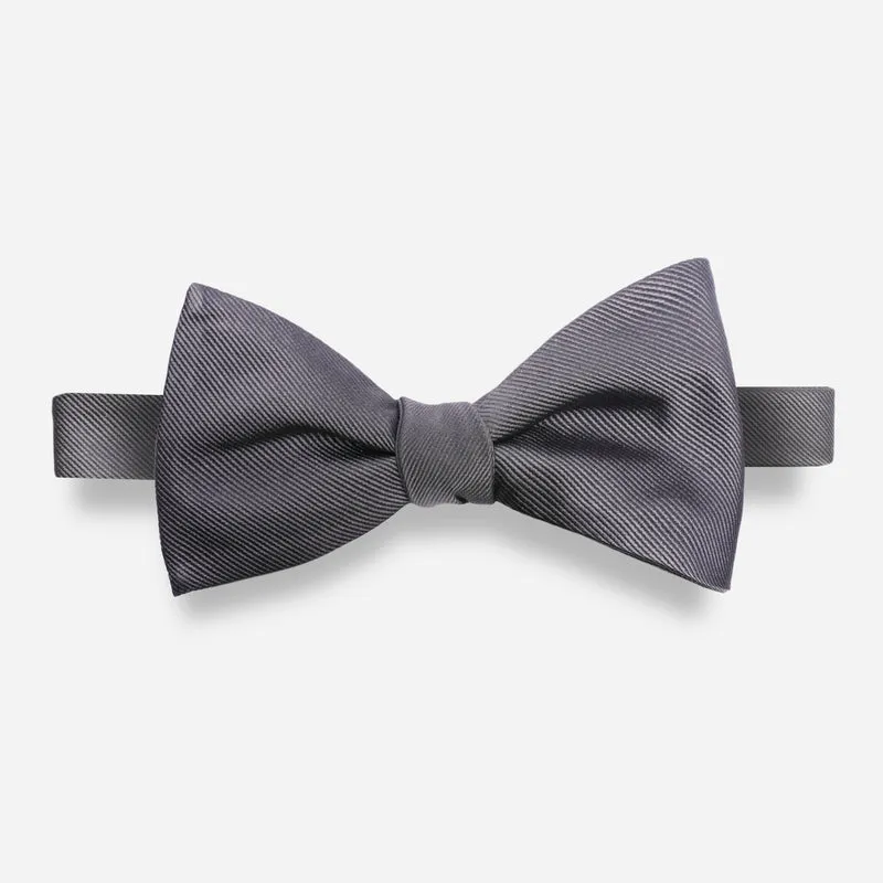 Grosgrain Solid Titanium Bow Tie