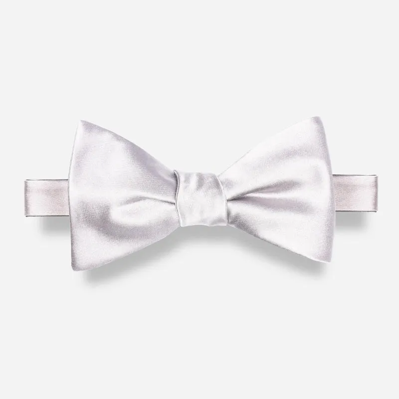 Solid Satin White Bow Tie