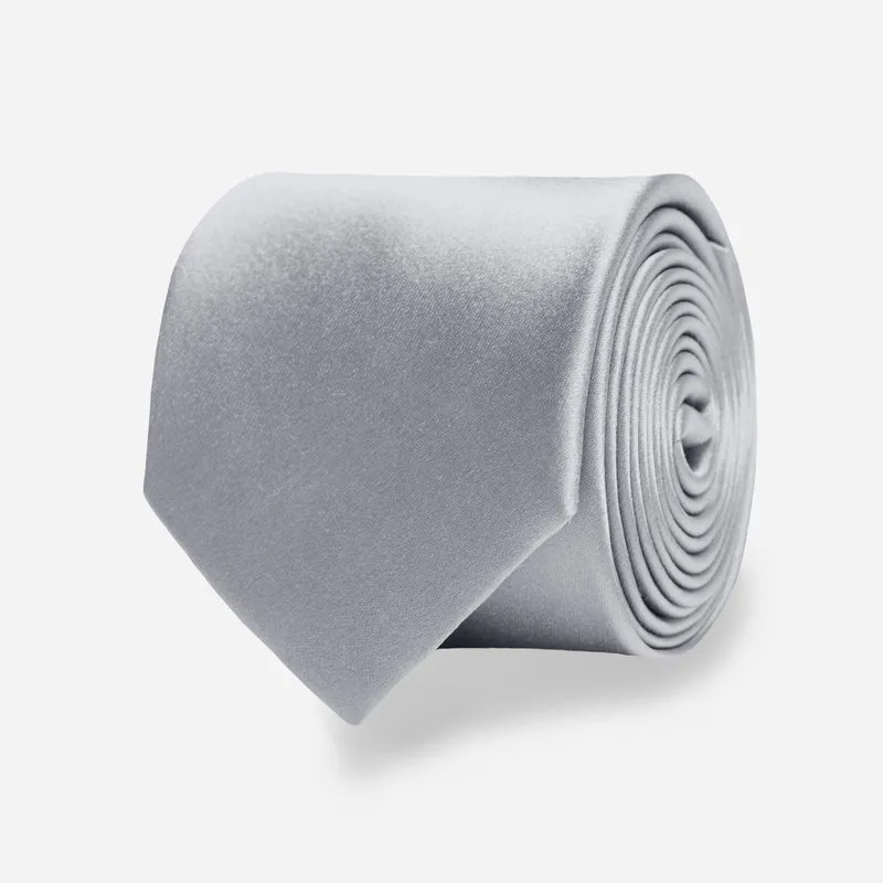 Solid Satin Silver Tie
