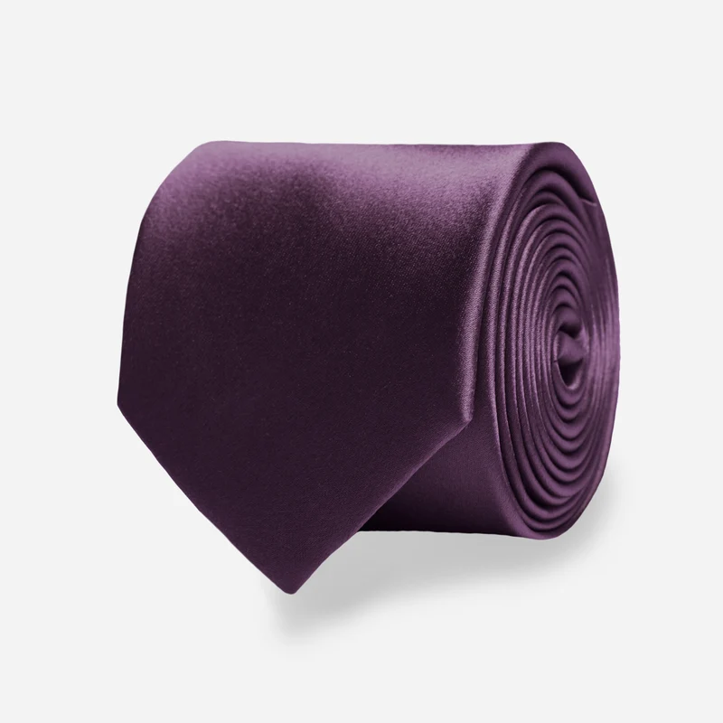 Solid Satin Eggplant Tie