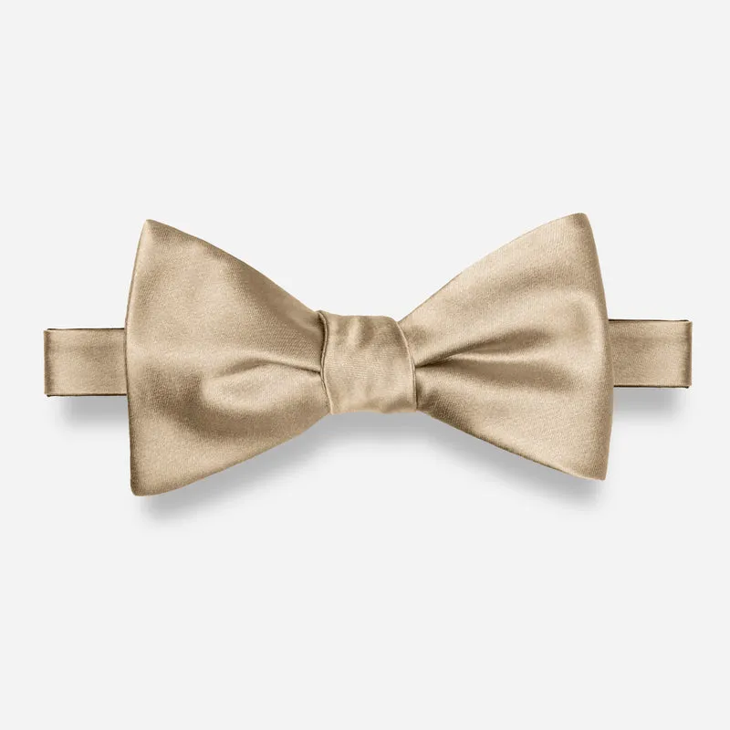 Solid Satin Light Champagne Bow Tie