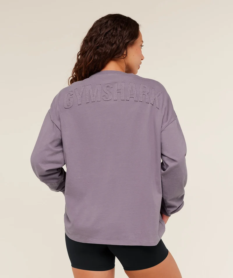 Gymshark Power Washed Long Sleeve Top - Dusk Purple/Wash