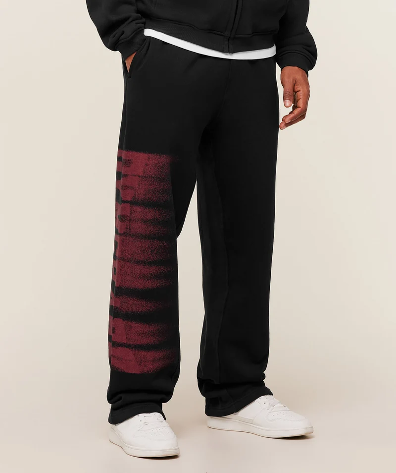 Gymshark Fade Graphic Straight Leg Pant - Black/Sets Red