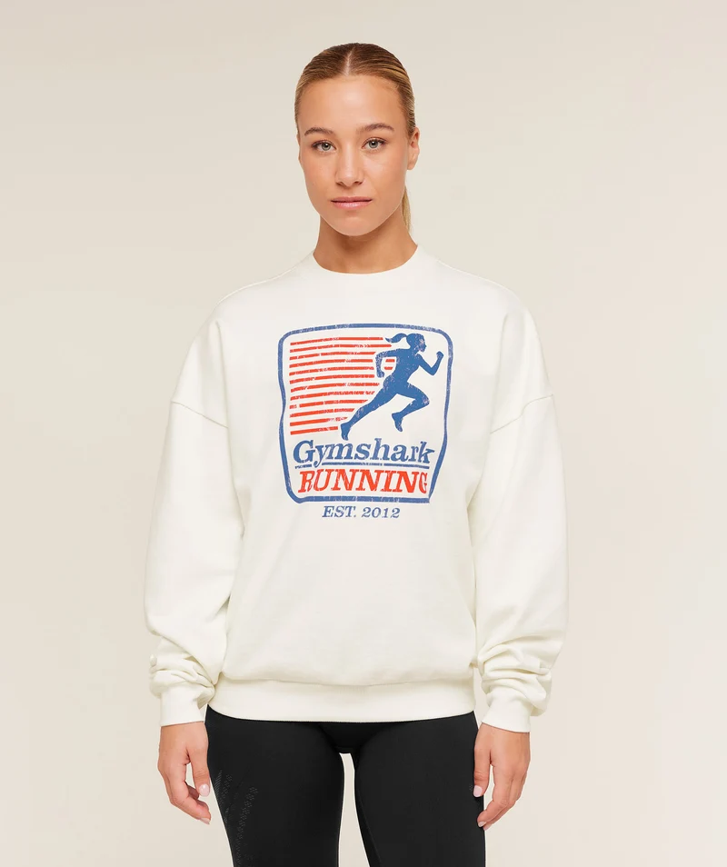 Gymshark Run Club Graphic Sweatshirt - Soft White