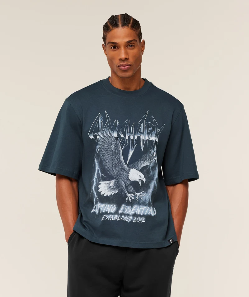 Gymshark Eagle Band Style Graphic T-Shirt - Stealth Blue