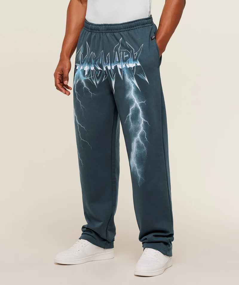 Gymshark Eagle Band Style Graphic Straight Leg Pants - Stealth Blue
