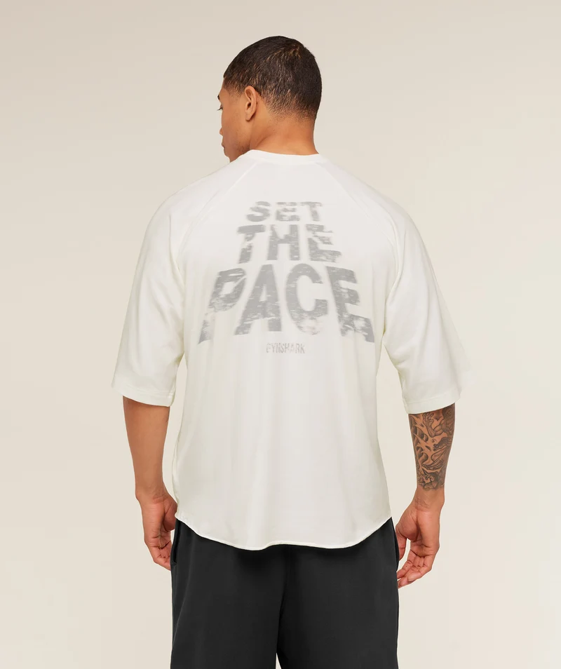 Gymshark Set The Pace Boxy T-Shirt - Soft White