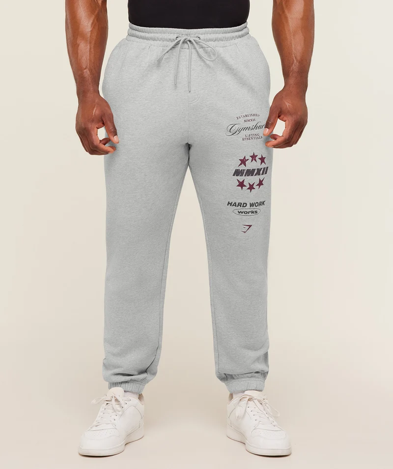 Gymshark Global Lifting Graphic Pants - Light Grey Core Marl