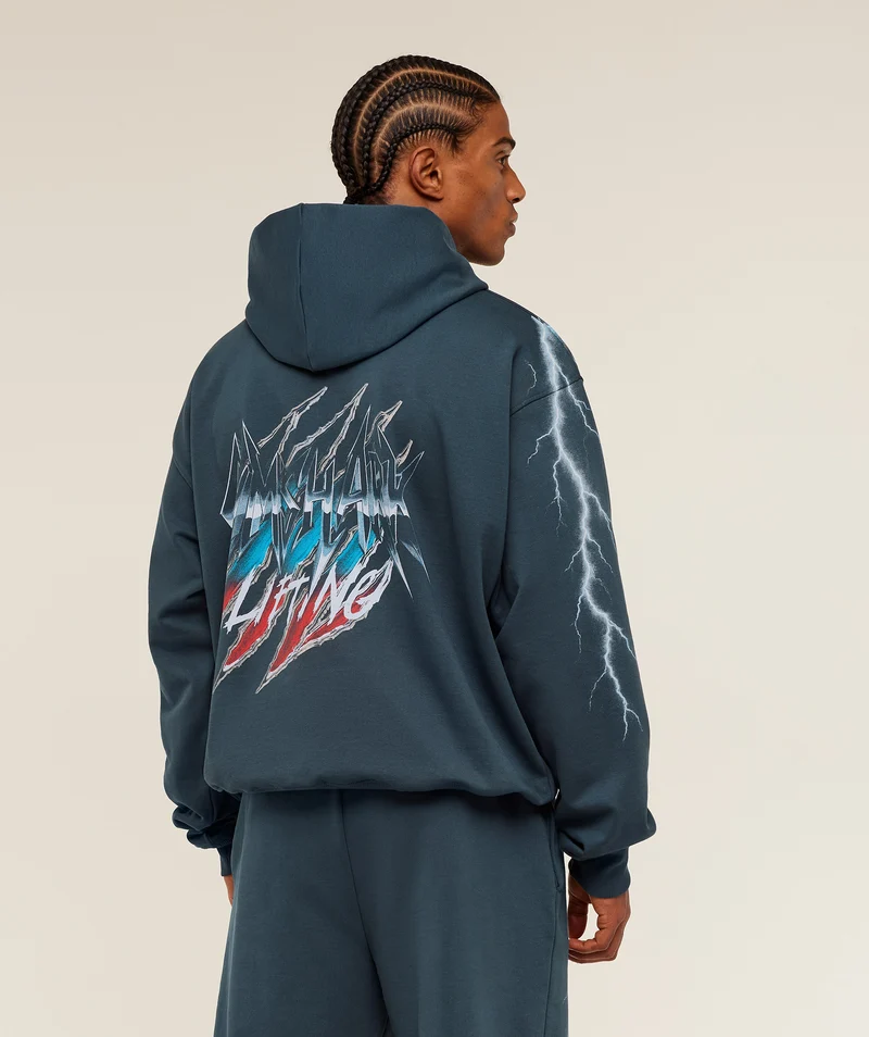 Gymshark Eagle Band Style Graphic Hoodie - Stealth Blue