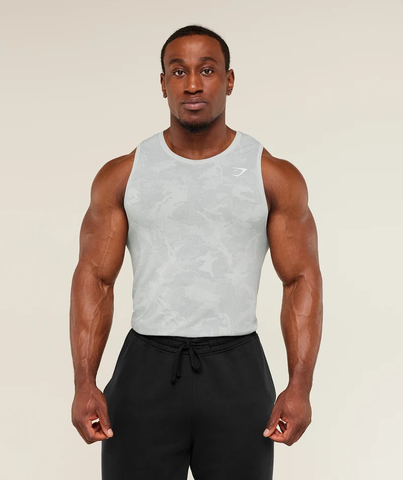 Gymshark Geo Seamless Tank - Light Grey/Smokey Grey