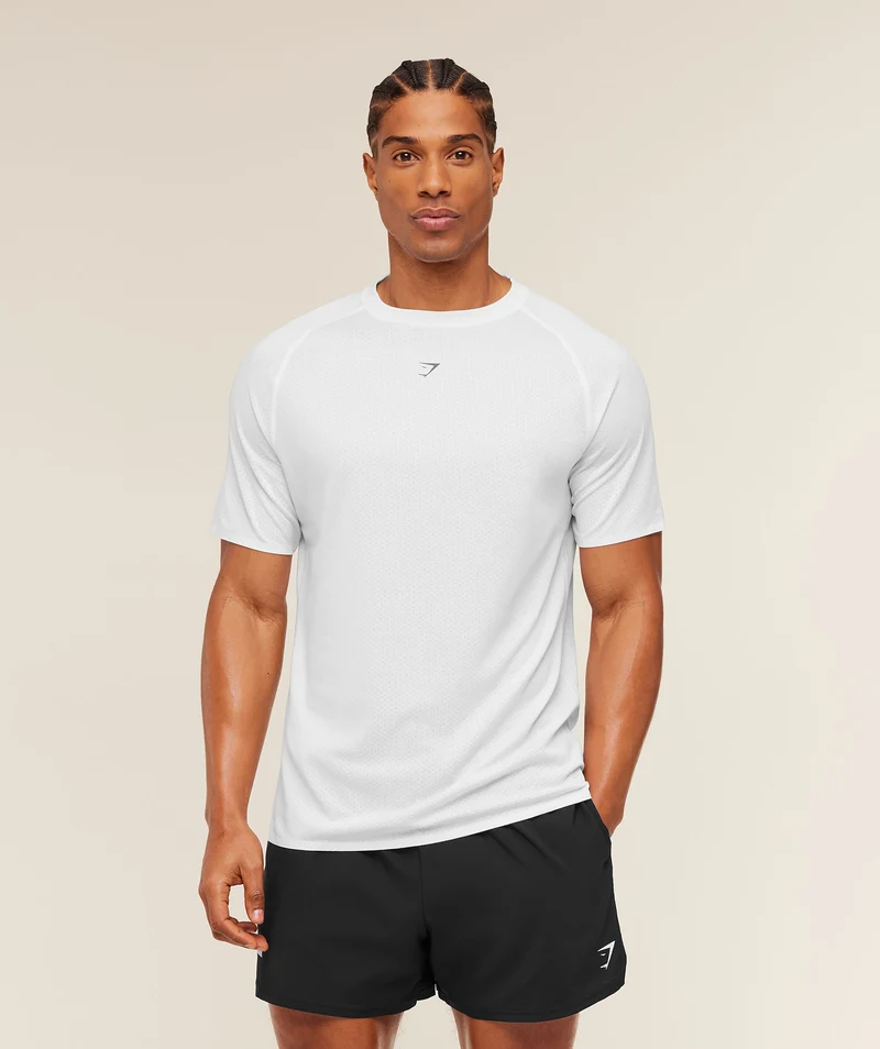 Gymshark Hybrid Engineered Jacquard T-Shirt - White