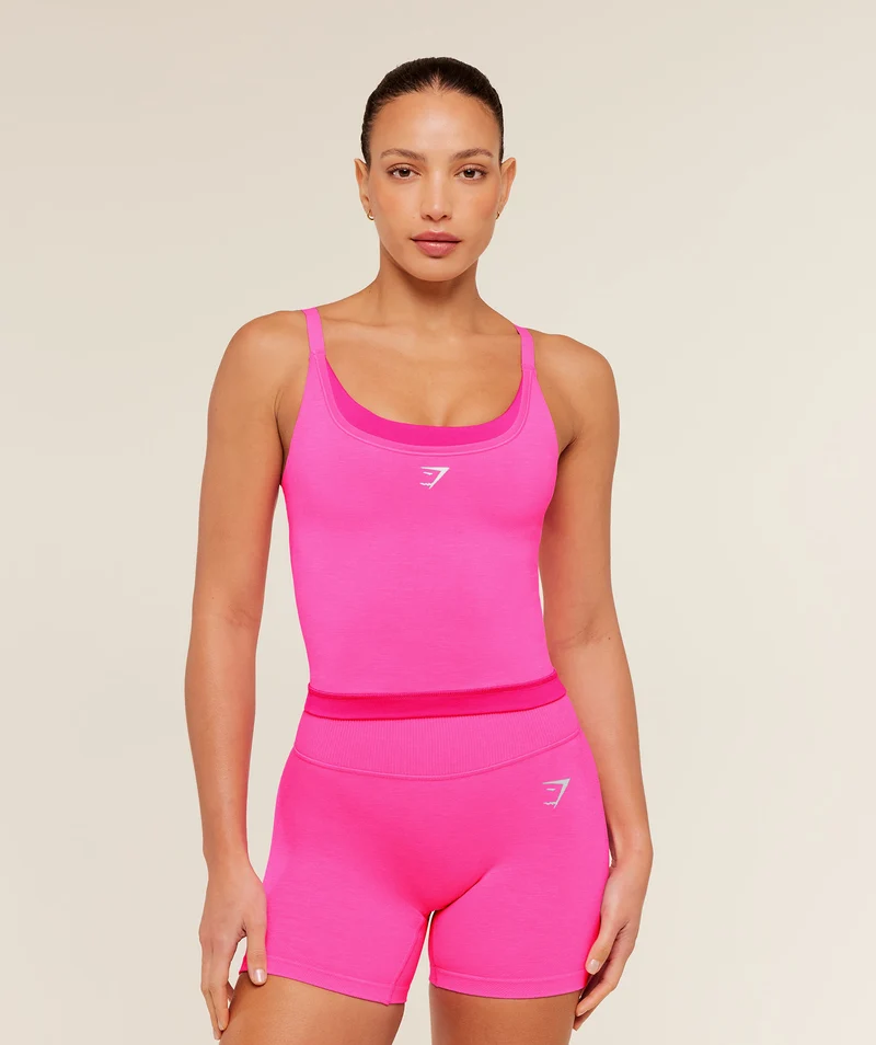 Gymshark Relay Seamless Midi Tank - Electric Pink/Super-Set Pink