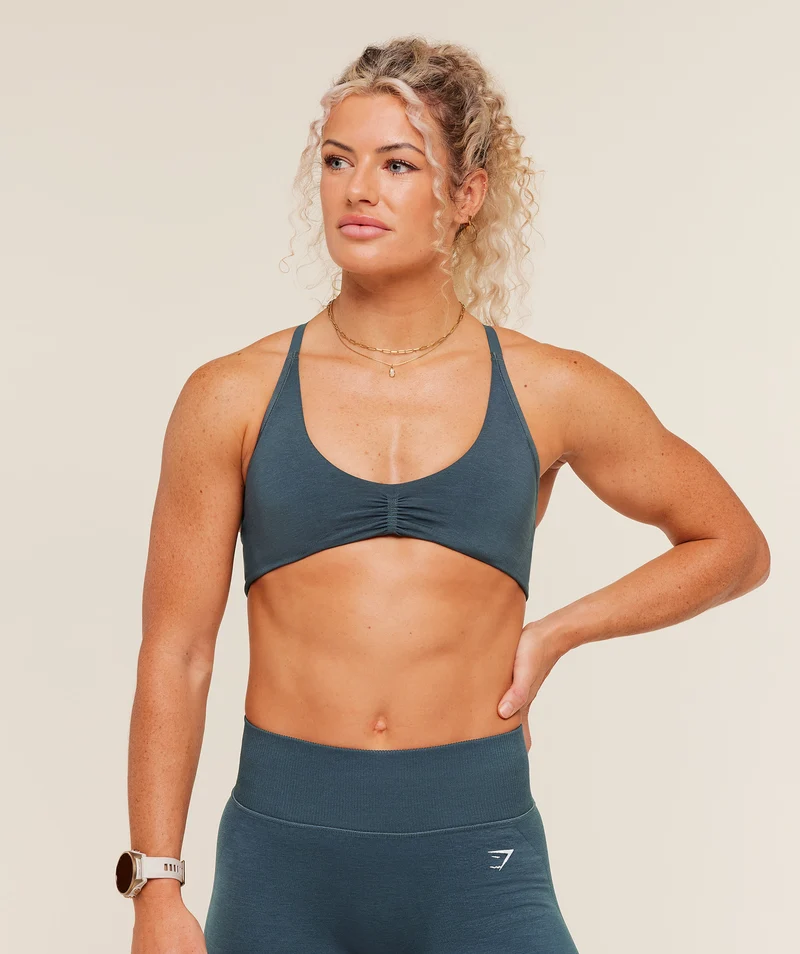 Gymshark Relay Seamless Light Support Sports Bra - Stealth Blue