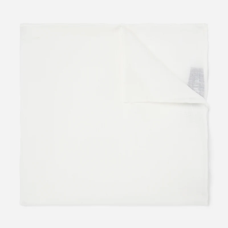 Solid White Linen Pocket Square