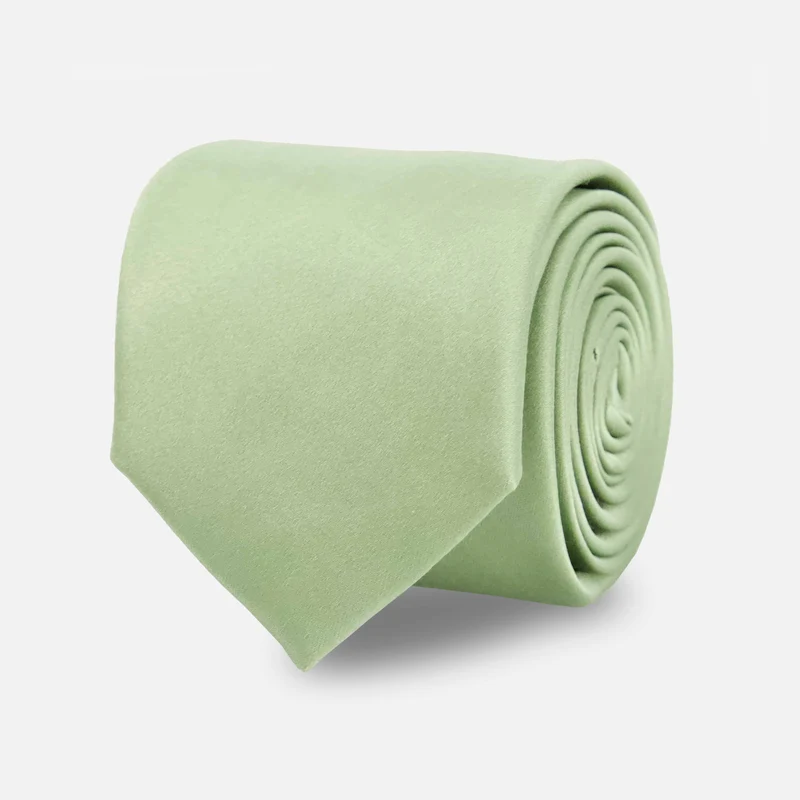 Solid Satin Sage Green Tie