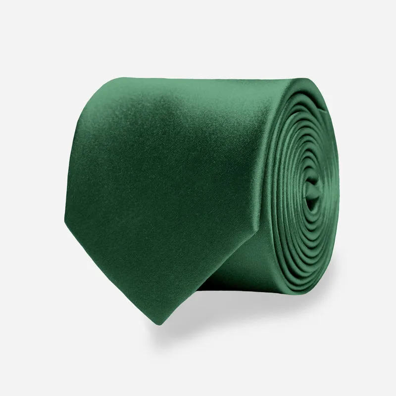 Solid Satin Hunter Green Tie