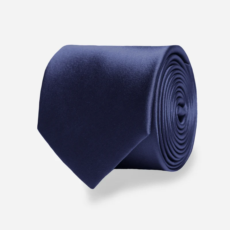 Solid Satin Midnight Navy Tie