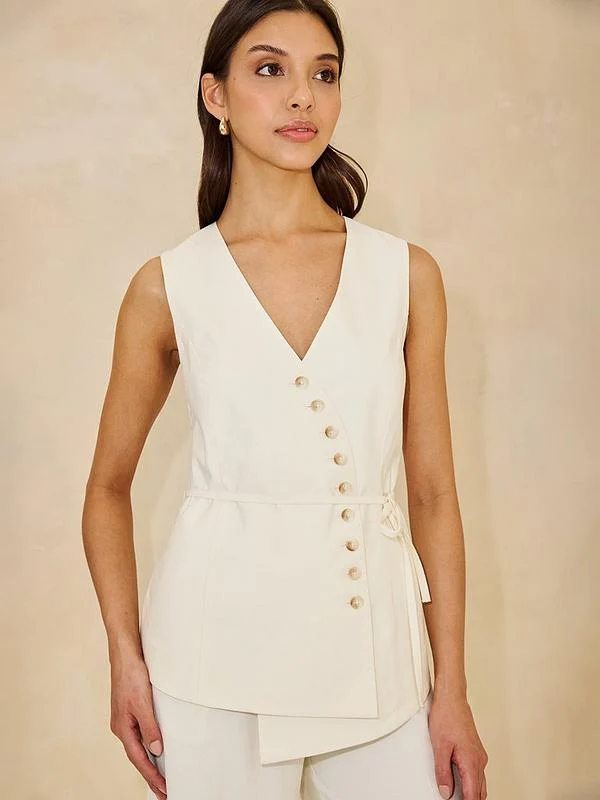 Michelle Keegan Co-Ord Button Detailed Waistcoat - Cream
