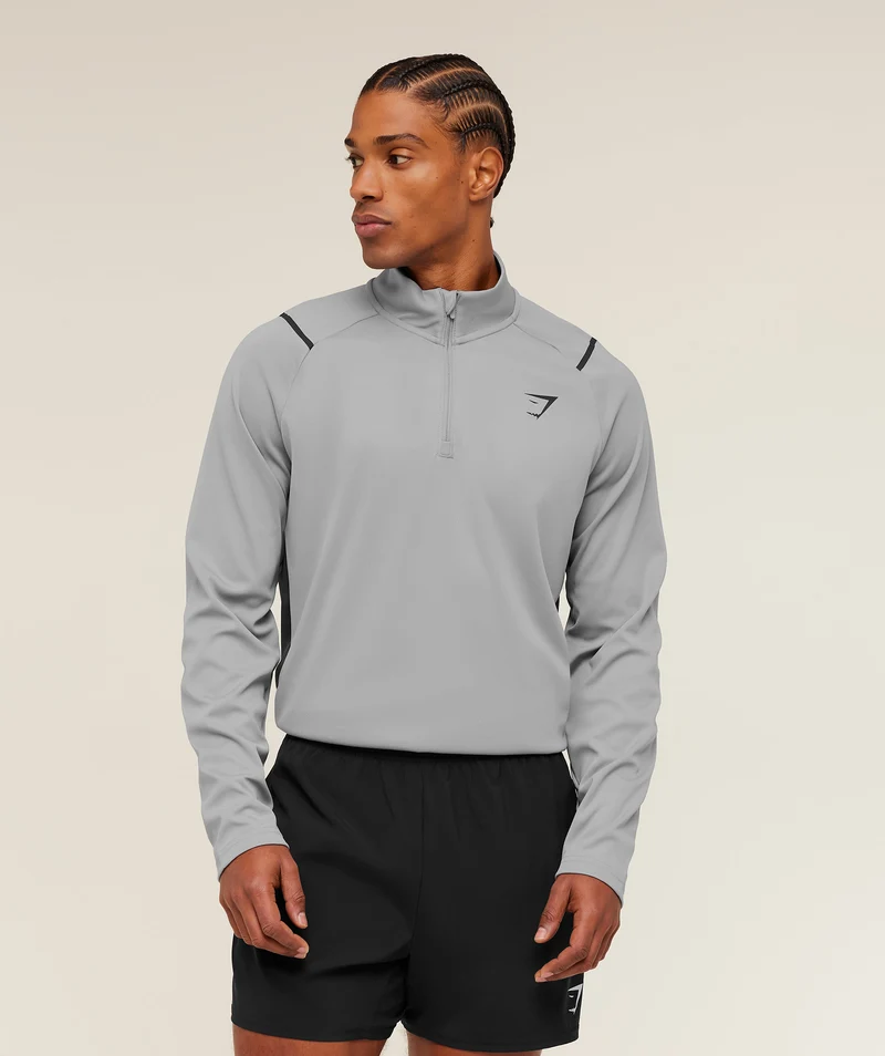 Gymshark Arrival Contrast 1/4 Zip - Smokey Grey/Onyx Grey