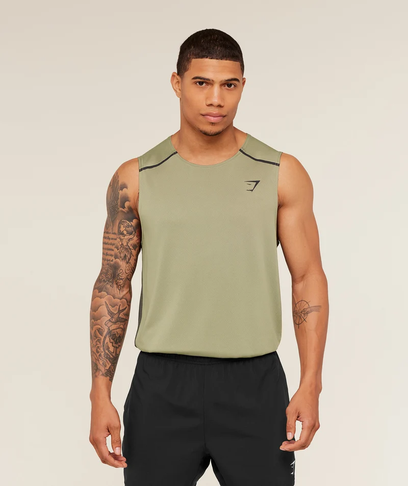 Gymshark Arrival Contrast Tank - Grounded Green/Strength Green