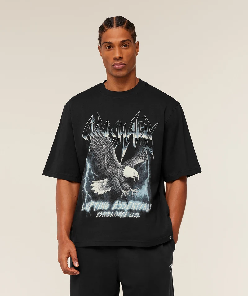 Gymshark Eagle Band Style Graphic T-Shirt - Black