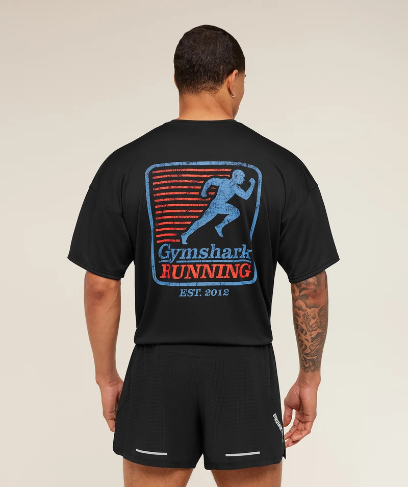 Gymshark Run Club Graphic T-Shirt - Black