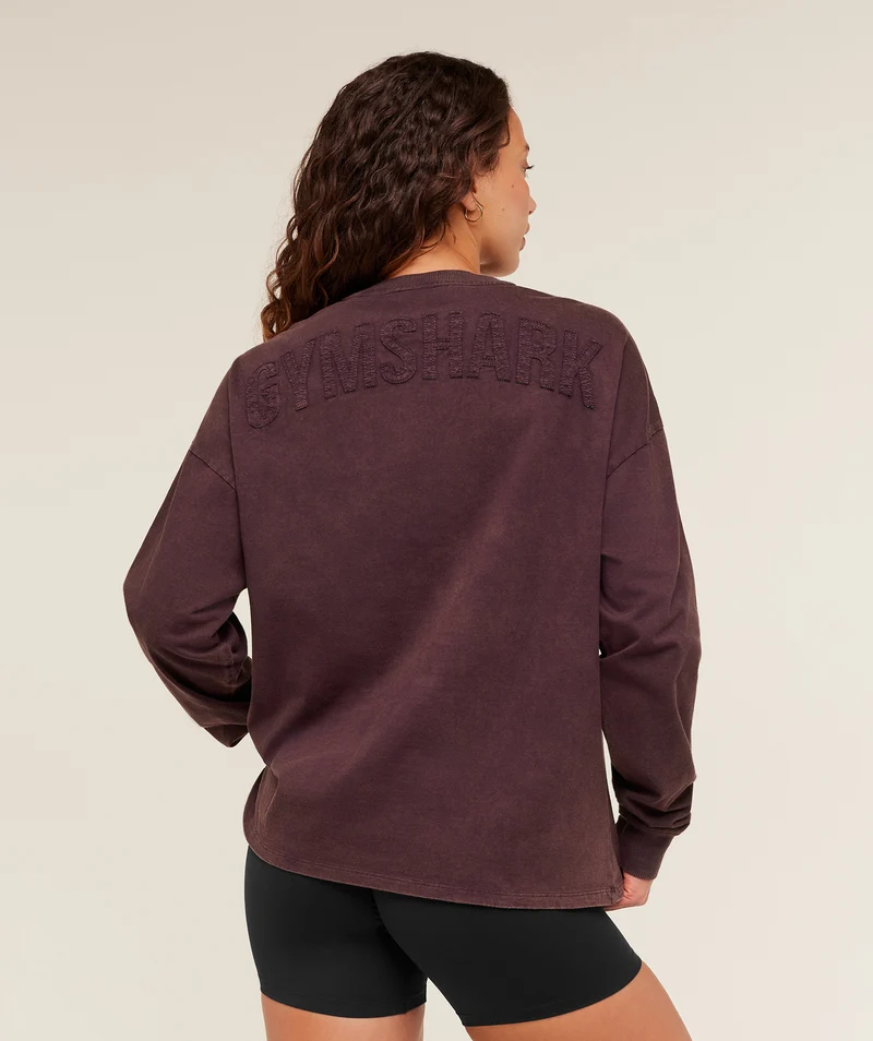 Gymshark Power Washed Long Sleeve Top - Cherry Purple/Wash