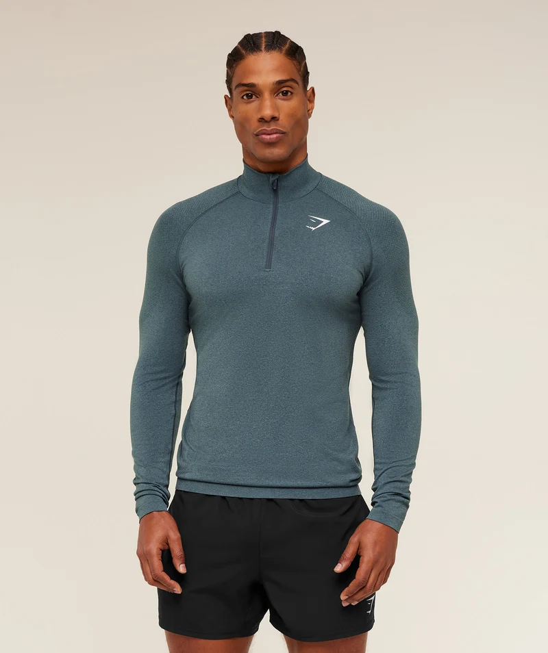 Gymshark Vital Seamless 1/4 Zip - Iron Blue/Stealth Blue