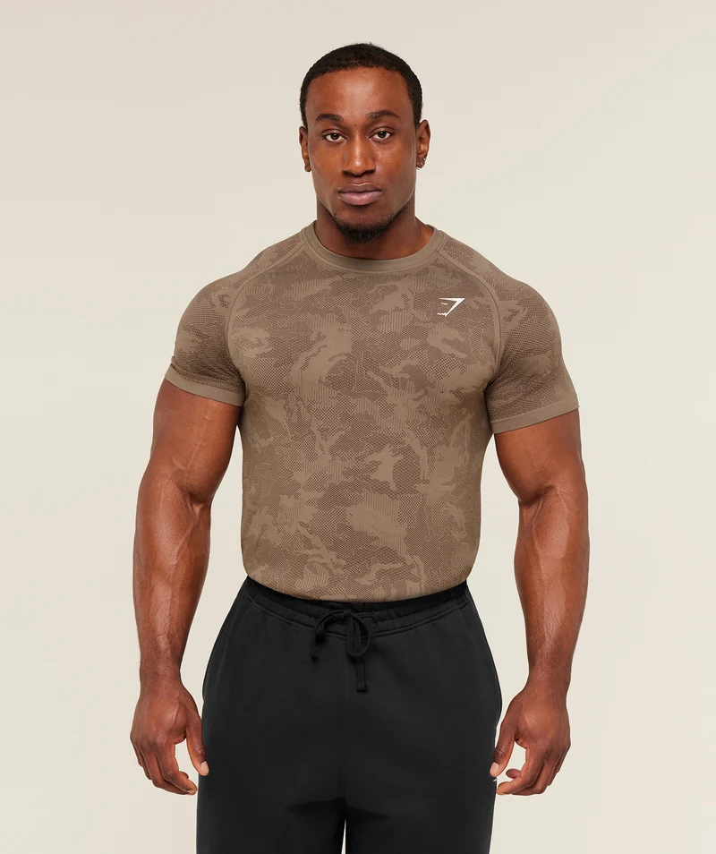 Gymshark Geo Seamless T-Shirt - Lifestyle Brown/Archive Brown