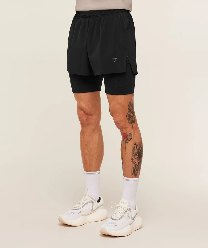 Gymshark Running Elite 2-in-1 5" Shorts - Black