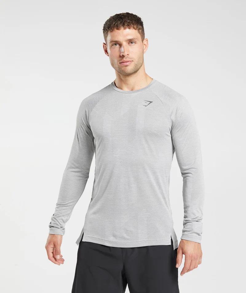 Gymshark Apex Long Sleeve T-Shirt - Light Grey/Smokey Grey