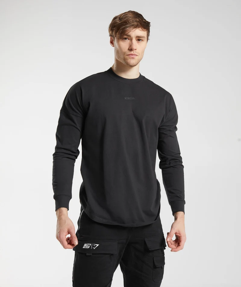 Gymshark GS x David Laid Oversized Long Sleeve T-Shirt - Black