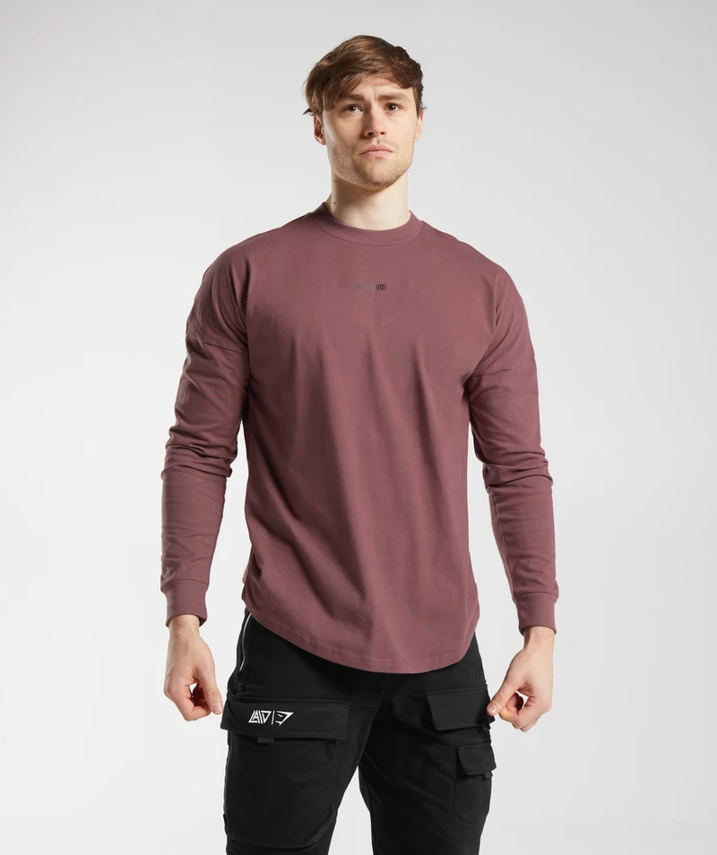 Gymshark GS x David Laid Oversized Long Sleeve T-Shirt - Magenta Brown