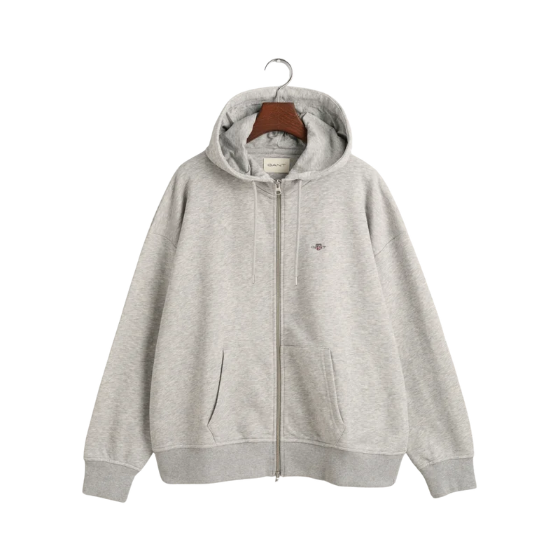 Shield Zip Hoodie - Light Grey Melange