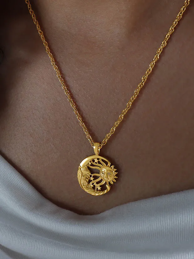 Moon Pendant Rhinestone Necklace