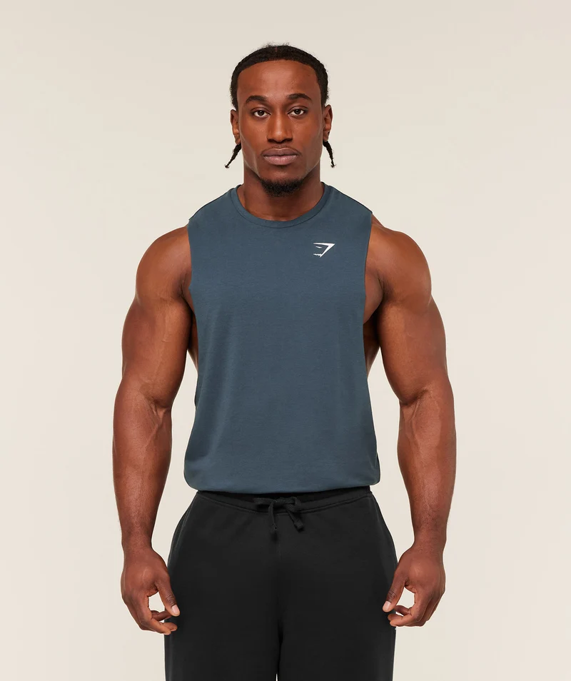 Gymshark Critical Drop Arm Tank - Stealth Blue